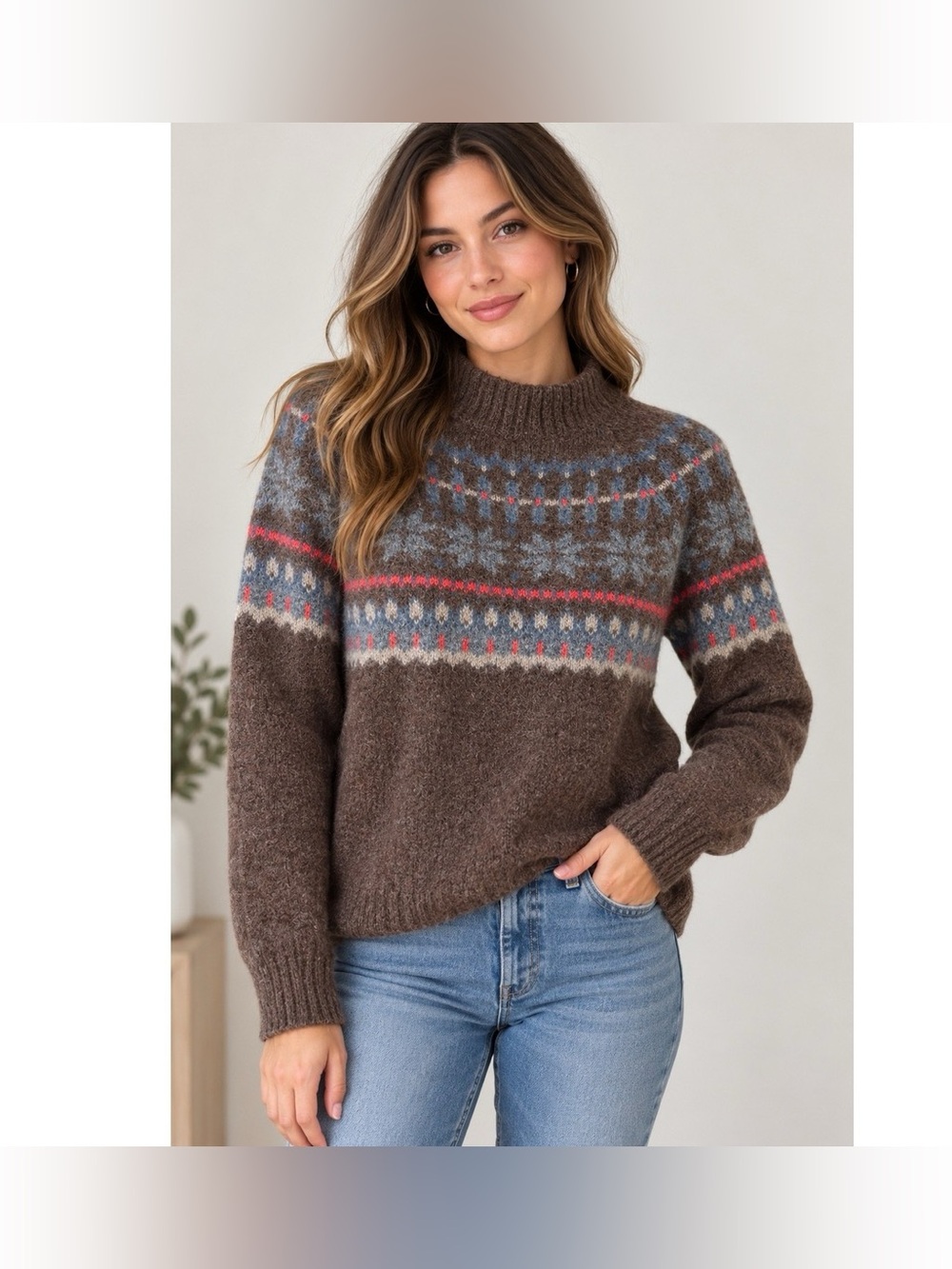 Old Navy Fair Isle Mock-Neck Sweater - Size Small